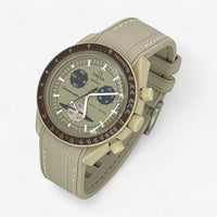 Bracelet MoonSwatch en Caoutchouc Premium Saturne: Beige Blanc