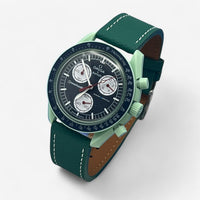 Bracelet Moonswatch Mission On Earth Autres: Cuir Nato Toile Cuir texturé : Vert Blanc