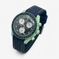 Bracelet Moonswatch Mission On Earth Caoutchouc Premium : Bleu Marine Blanc