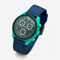 Bracelet Moonswatch Mission On Earth: Polar Lights Autres: Nato Toile Acier Nato: lisse : Bleu Marine 1