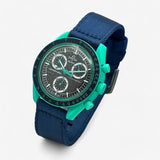 Bracelet Moonswatch Mission On Earth: Polar Lights Autres: Nato Toile Acier Nato: lisse : Bleu Marine 1