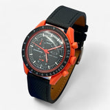 Bracelet MoonSwatch en cuir texturé Lava: Noir