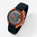 Bracelet MoonSwatch en Caoutchouc Nervuré Lava: Noir