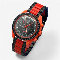 Bracelet MoonSwatch en Acier Inoxydable Lava: Noir Rouge