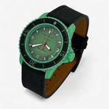 Bracelet Blancpain x Swatch en Cuir Texturé Indian: Noir + Boucle Noire