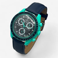 Bracelet MoonSwatch en Cuir Véritable Uni Polar Lights: Bleu Marine