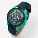 Bracelet MoonSwatch en Cuir Véritable Uni Polar Lights: Bleu Marine