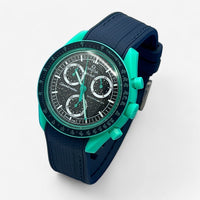 Bracelet Moonswatch Mission On Earth: Polar Lights Caoutchouc Premium : Bleu Marine