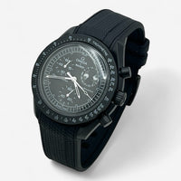 Bracelet MoonSwatch en Caoutchouc Texturé Premium Uni New Moon: Noir + Boucle Noire