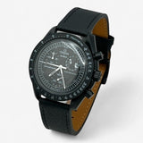 Bracelet MoonSwatch en cuir texturé New Moon: Noir + Boucle Noire