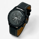 Bracelet MoonSwatch en cuir texturé New Moon: Noir Blanc