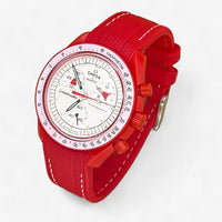 Bracelet MoonSwatch en Caoutchouc Premium Mars: Rouge Blanc