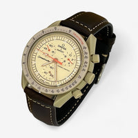 Bracelet Moonswatch Mission to Jupiter Autres: Cuir Nato Toile Cuir : Marron