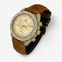 Bracelet MoonSwatch en Cuir Véritable Jupiter: Orangé