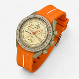 Bracelet Moonswatch Mission to Jupiter Caoutchouc 1 Bande : Orange Blanc