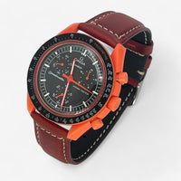 Bracelet MoonSwatch en Cuir Véritable Lava: Rouge