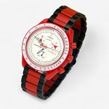 Bracelet MoonSwatch en Acier Inoxydable Mars: Noir Rouge
