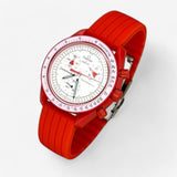 Bracelet Moonswatch Mission to Mars Caoutchouc Nervuré : Rouge
