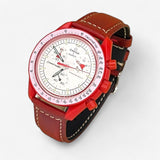 Bracelet MoonSwatch en Cuir Véritable Mars: Rouge