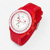 Bracelet Moonswatch Mission to Mars Caoutchouc Premium : Rouge Blanc
