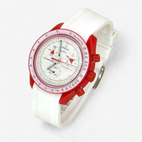 Bracelet Moonswatch Mission to Mars Caoutchouc Premium uni : Blanc