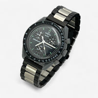 Bracelet Moonswatch Mission to Mercury Autre : Cuir Nato Acier Toile Acier : Noir Argent