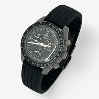 Bracelet Moonswatch Mission to Mercury Caoutchouc Nervuré : Noir Noir