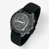 Bracelet Moonswatch Mission to Mercury Caoutchouc Nervuré : Noir Noir