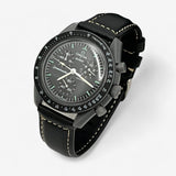 Bracelet Moonswatch Mission to Mercury Autre : Cuir Nato Acier Toile Cuir : Noir