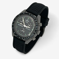 Bracelet MoonSwatch Premium en Caoutchouc Perforé Mercury: Noir + Boucle Noire