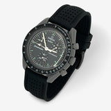 Bracelet MoonSwatch Premium en Caoutchouc Perforé Mercury: Noir + Boucle Noire