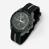 Bracelet MoonSwatch en Caoutchouc Premium une bande Mercury: Noir Blanc