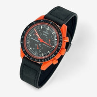 Bracelet MoonSwatch en Cuir Lisse Lava: Noir