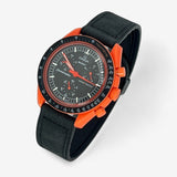 Bracelet MoonSwatch en Cuir Lisse Lava: Noir