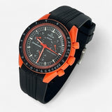 Bracelet MoonSwatch en Caoutchouc Premium Design Lava : Noir