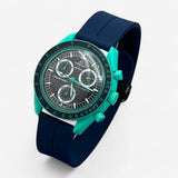 Bracelet Moonswatch Mission On Earth: Polar Lights Caoutchouc Clips : Bleu + Boucle Noire
