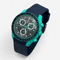 Bracelet Moonswatch Mission On Earth: Polar Lights Caoutchouc Premium uni : Bleu