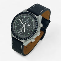 Bracelet Moonswatch Mission to the Moon Autre : Cuir Nato Acier Toile Cuir texturé : Noir Blanc