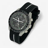 Bracelet Moonswatch Mission to the Moon Caoutchouc Premium 1 bande: Noir Blanc