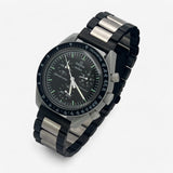 Bracelet Moonswatch Mission to the Moon Autre : Cuir Nato Acier Toile Acier : Noir Argent