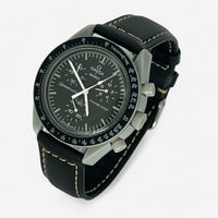 Bracelet Moonswatch Mission to the Moon Autre : Cuir Nato Acier Toile Cuir : Noir