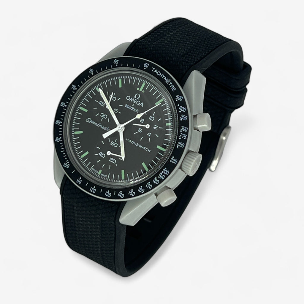 Omega Moonswatch Cinturino Swatch Nero Gomma Leather Watch Strap