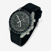 Bracelet MoonSwatch en Caoutchouc Texturé Premium Uni Moon: Noir