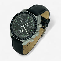 Bracelet Moonswatch Mission to the Moon Autre : Cuir Nato Acier Toile Cuir uni : Noir