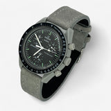 Bracelet Moonswatch Mission to the Moon Autre : Cuir Nato Acier Toile Cuir clair : Gris