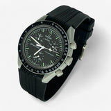 Bracelet MoonSwatch en Caoutchouc Premium Design Moon : Noir