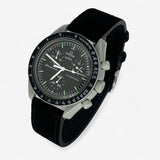 Bracelet Moonswatch Mission to the Moon Autre : Cuir Nato Acier Toile Cuir clair : Noir