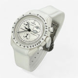 Bracelet MoonSwatch Premium en Caoutchouc à Clips Snoopy : Blanc Blanc