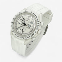 Bracelet Moonswatch Mission to the Moonphase - Full Moon - Snoopy Caoutchouc Design : Blanc