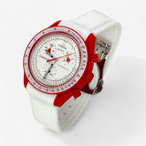 Bracelet Moonswatch Mission to Mars Caoutchouc Premium à Clips : Blanc Blanc